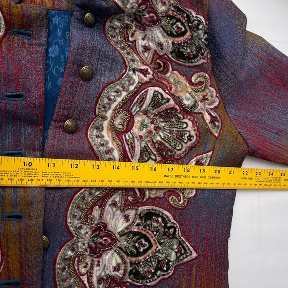 Soft Surroundings Vintage Maija Embroidered Jacket Velvet Bead Boho Maximalist M - Picture 9 of 11